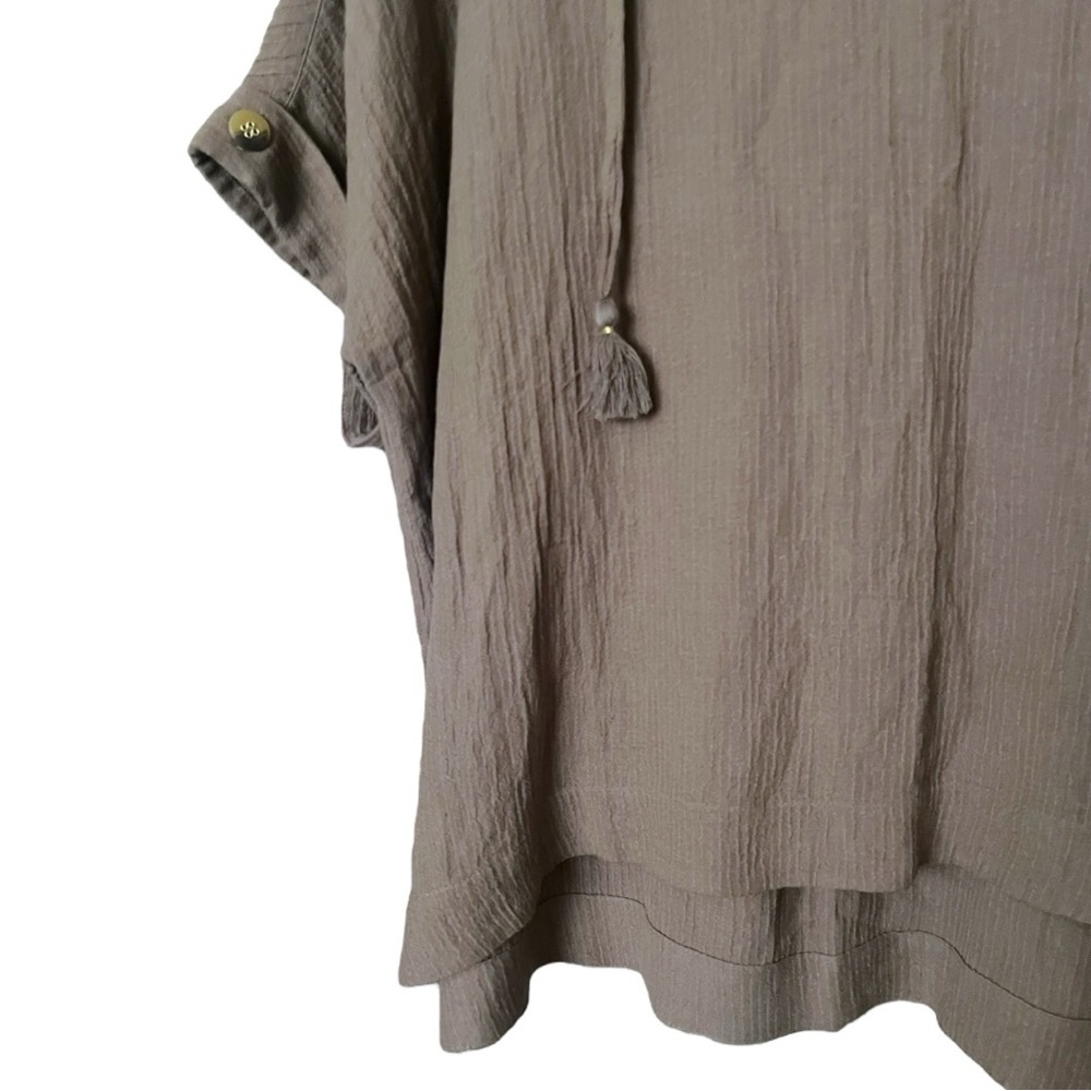 Soft Surroundings Lyra Tassel Dolman Sleeve Top Brown V Neck Boho - Picture 4 of 6